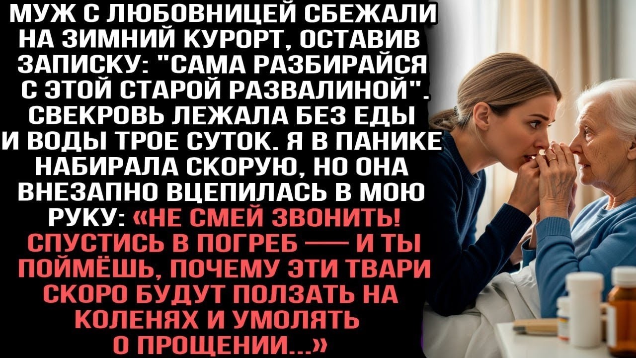 Муж сбежал с любовницей, бросив свекровь гнить. Она прошептала_ _Загляни в погреб — там их конец!_