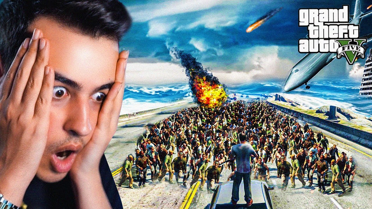 GTA V 😱 حمله زامبی ها به شهر و گردباد وحشتناک