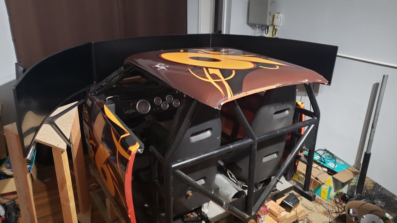 Triple 49in Ultrawide Enclosed Nascar Sim Racing Cockpit. #Hyperwide,Silicon Motor Speedway/iRacing