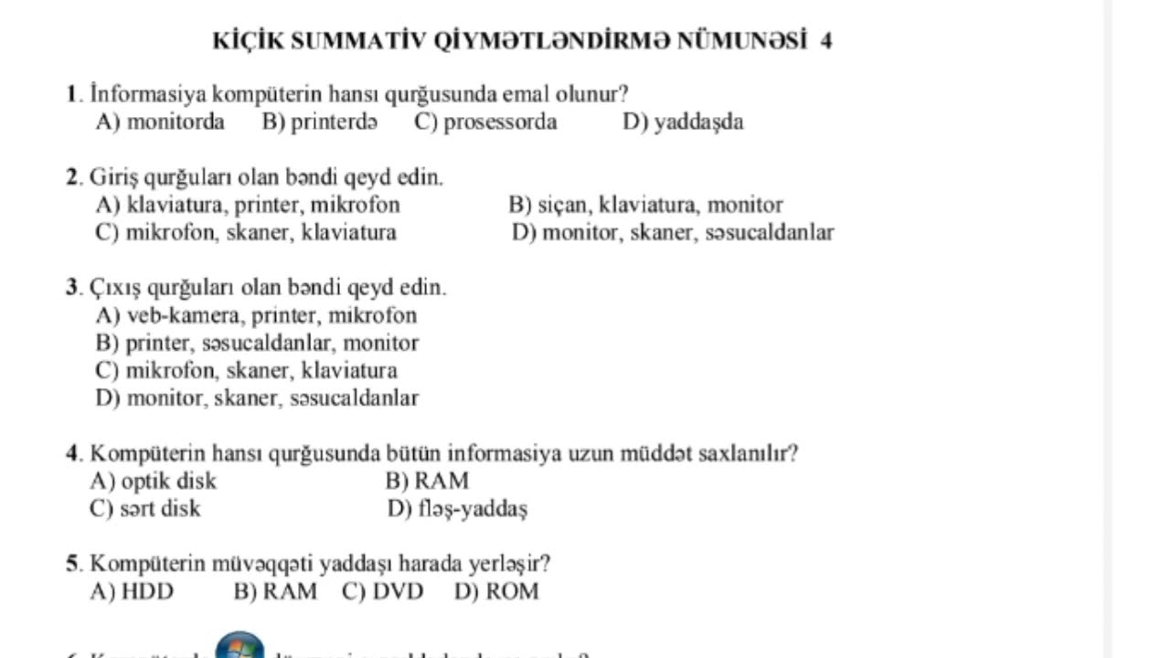 3-cü sinif İnformatika KSQ 4 sualları. Sadə və asan izah. Sizə sadəcə izləyib öyrənmək qalır