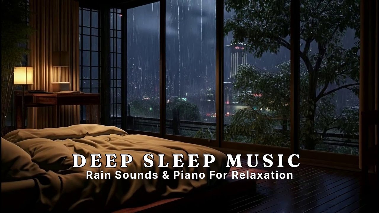 FALL INTO SLEEP INSTANTLY | Rain Sounds & Peaceful Piano Music in the Warm Bedroom, Stress Relief
