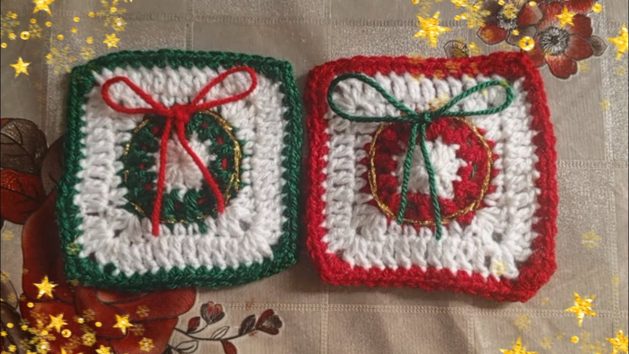 Granny Square Corona Navideña a Crochet / Fanny Artes a Crochet 