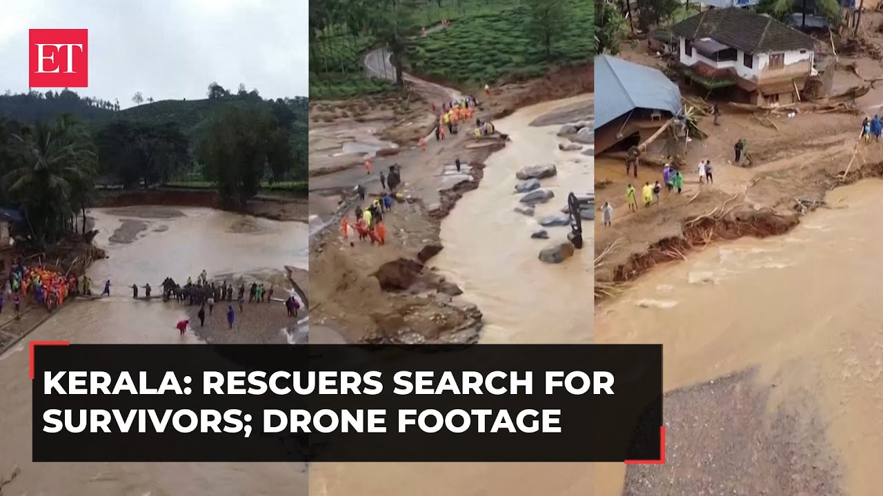 Kerala landslide: Drone footage shows rescuers searching for survivors in Wayanad