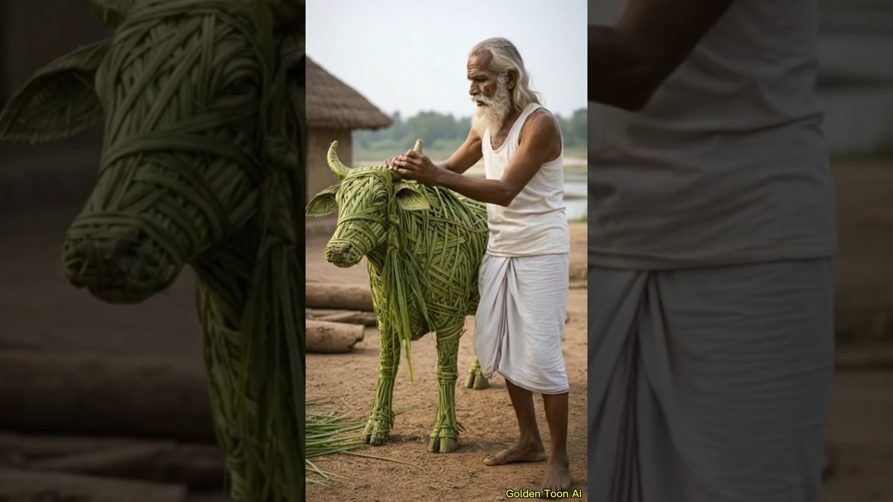 Cow made from leaves | make leave toys | #cow #ai #aishorts #aivideo
