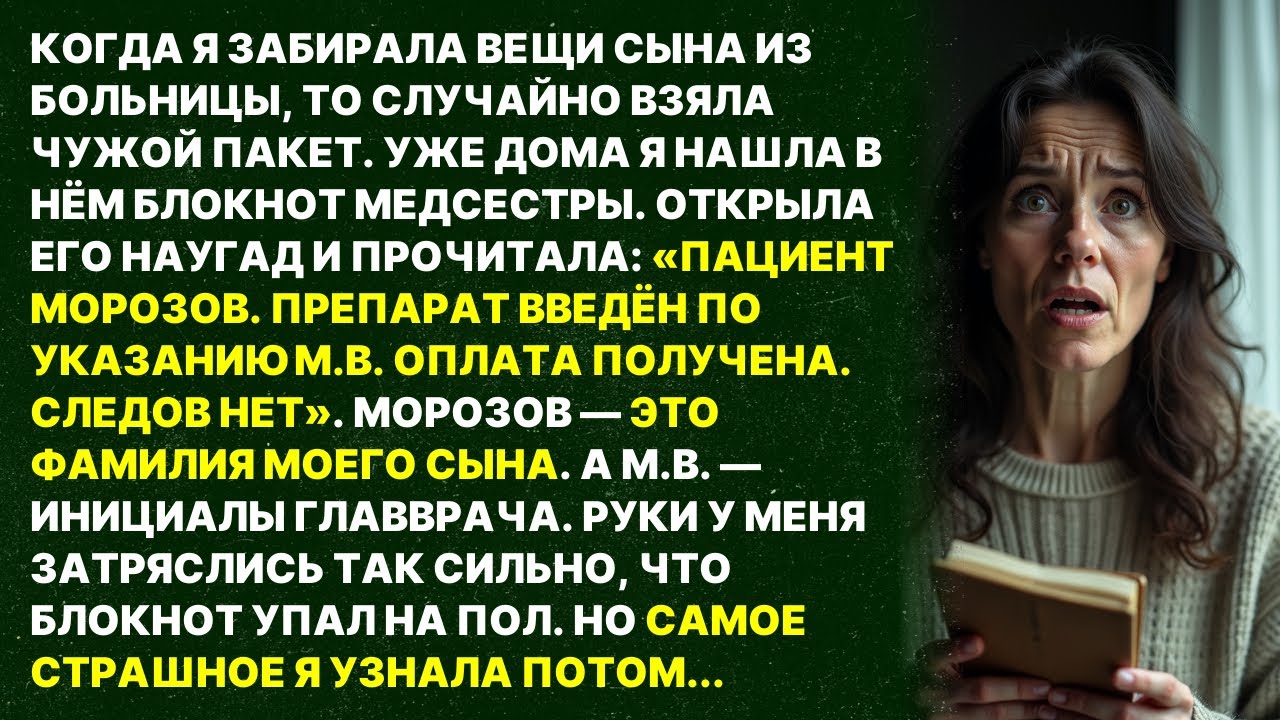 Я забрала вещи сына из больницы, но в пакете нашла БЛОКНОТ МЕДСЕСТРЫ. Прочитав его, я обомлела...