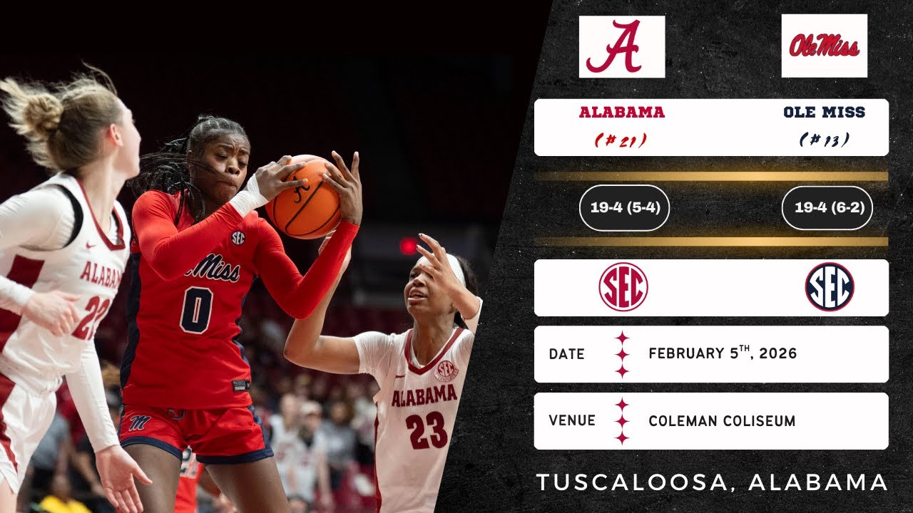 No. 21 Alabama vs No. 13 Ole Miss | SEC | 2.5.26