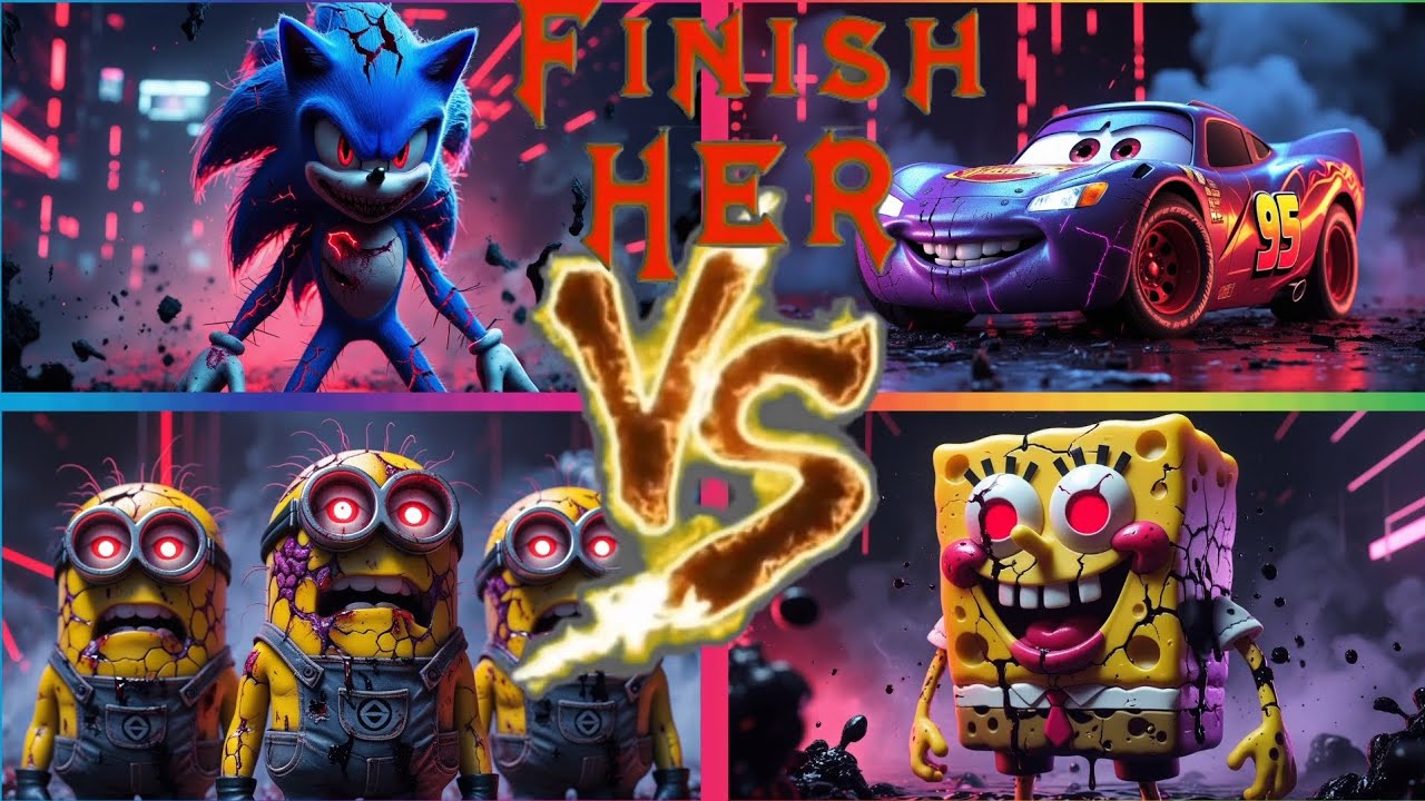 🥶Sonic vs 👽McQueen vs 🧟‍♂️Minions vs 🤪SpongeBob | Relo Hop | Exe