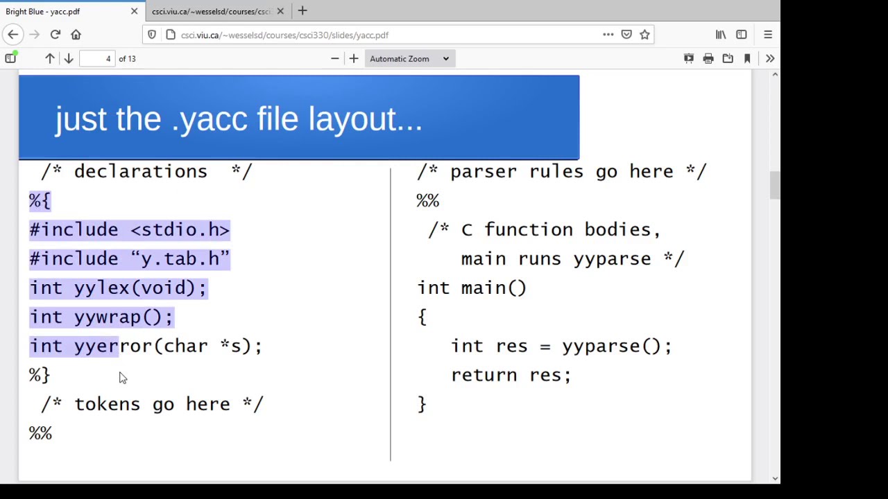 Bison/yacc for language parsing