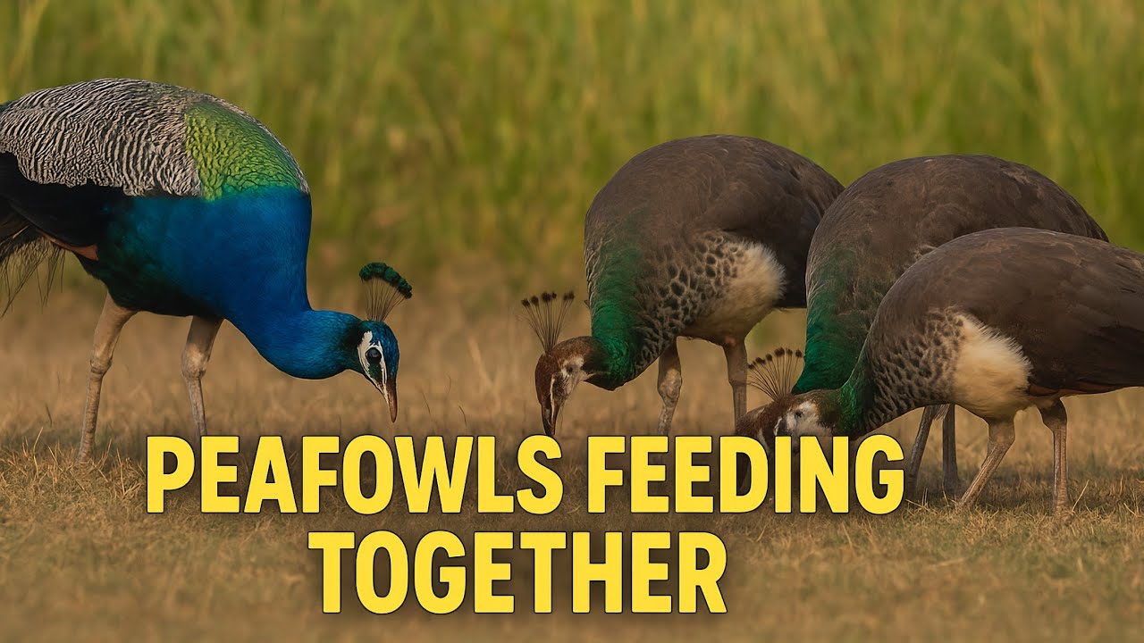 Indian Peafowls Feeding Together | Rare Wildlife Moment in Nature 🦚🌾 #peacock #birds