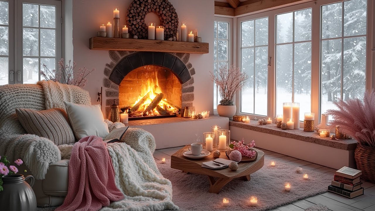 Romantic Valentine’s Cabin Retreat 💖🔥 Crackling Fireplace & Soft Candlelight | Cozy Love Ambience