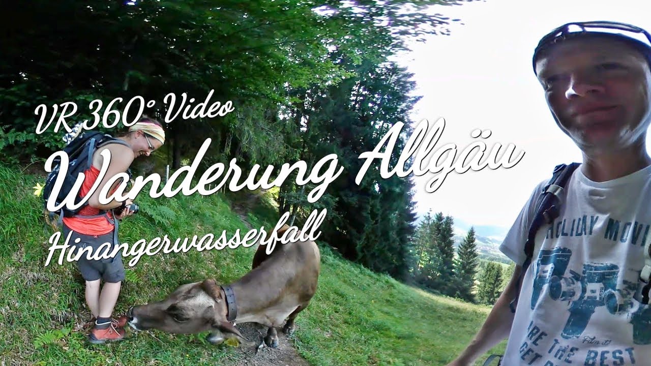 die ber&uuml;hmte Hinangerwasserfall in Hinang im Allg&auml;u hier ein 360Grad Video mit Kuharlarm