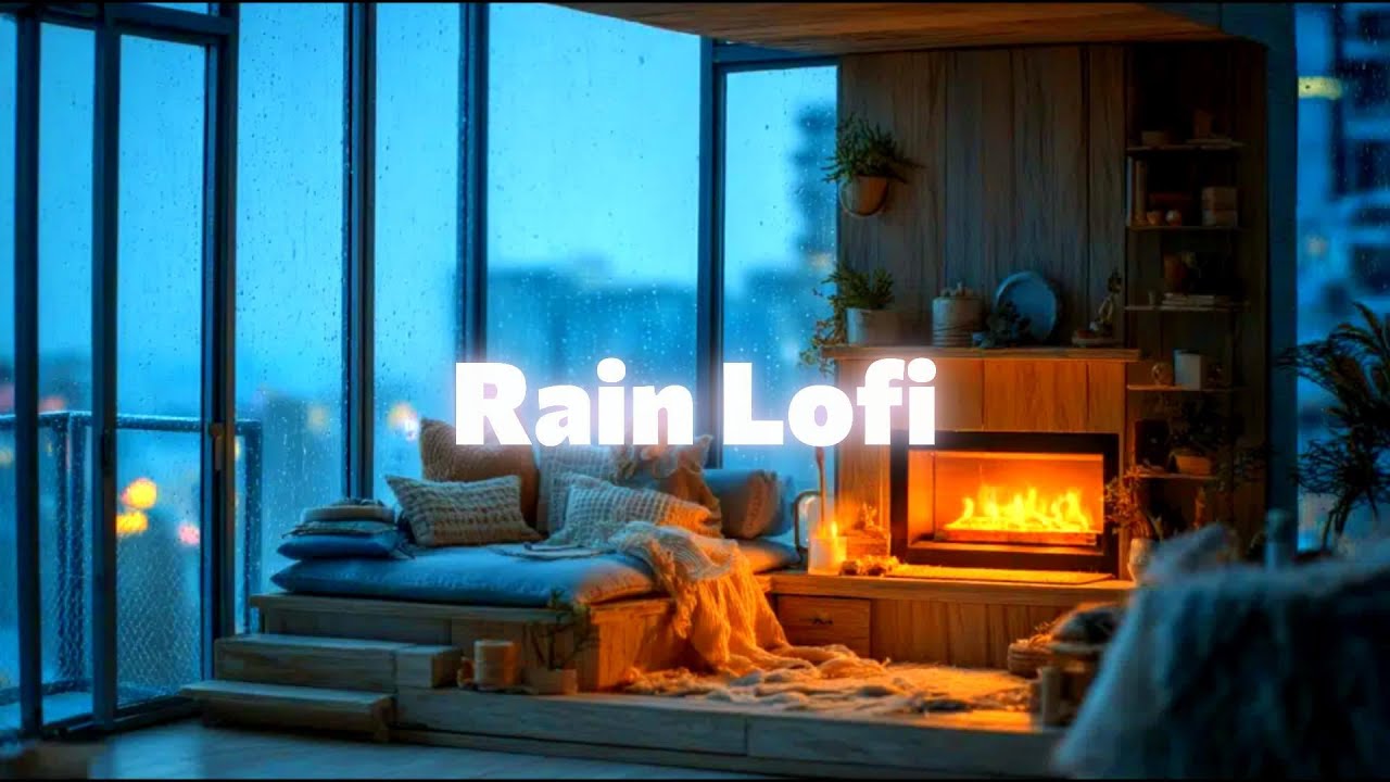 Deep Focus Rain Lofi ☔ | Cozy Fireplace Study & Work