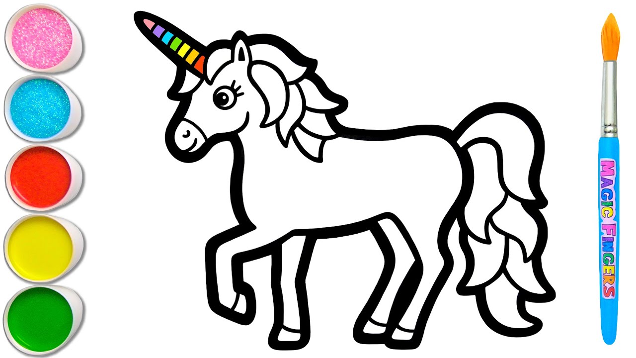 4 Unicorn Menggambar, Melukis, Mewarnai untuk Anak, Balita | Tip Menggambar #318