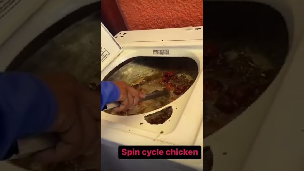 Frying chicken in a washing machine🤦🏽&zwj;♀️🫣 #shorts #shortsvideo #shortsfeed #viral
