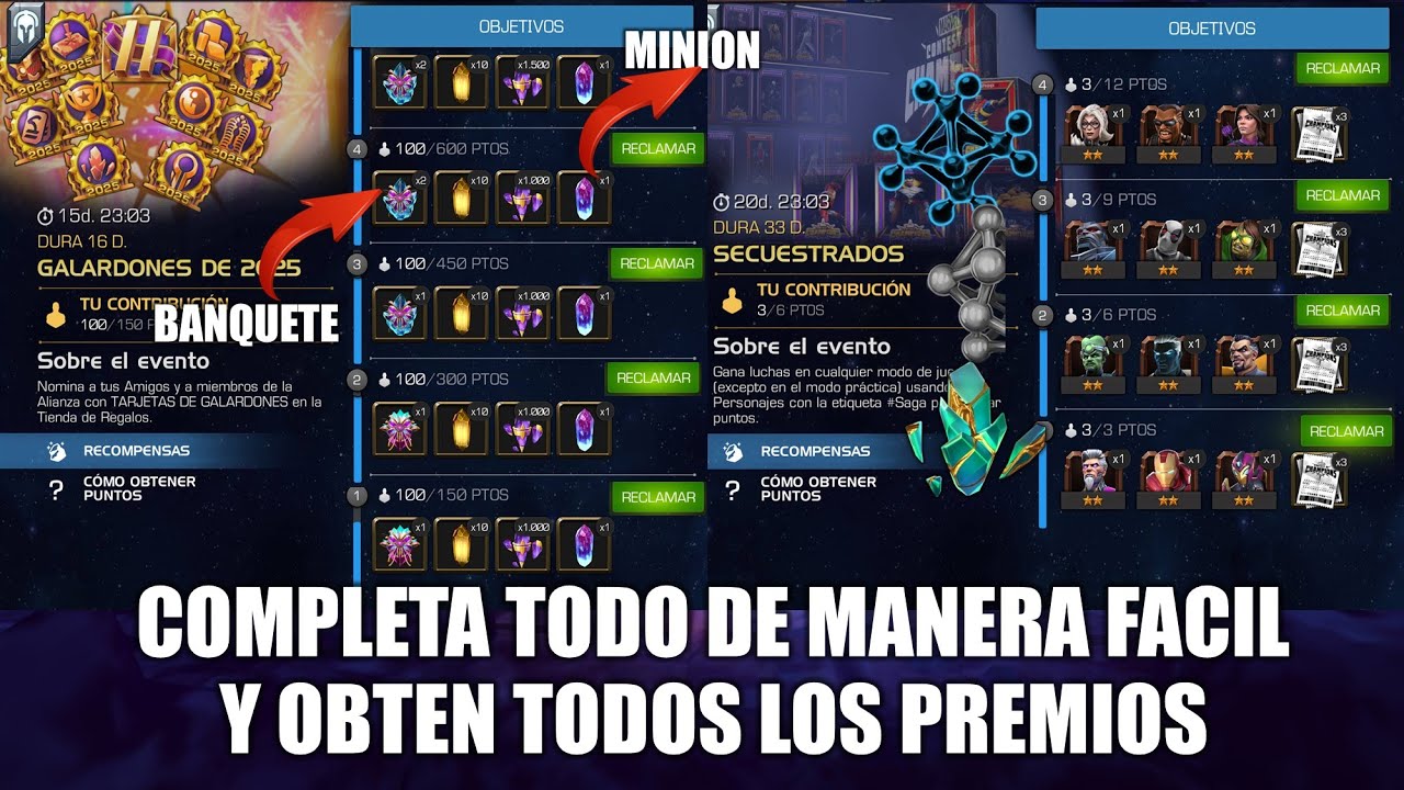 OBTEN TODOS LOS PREMIOS DE MANERA FACIL DE MISION SECUNDARIA SECUESTRADOS + EVENTO GALARDONES MCOC