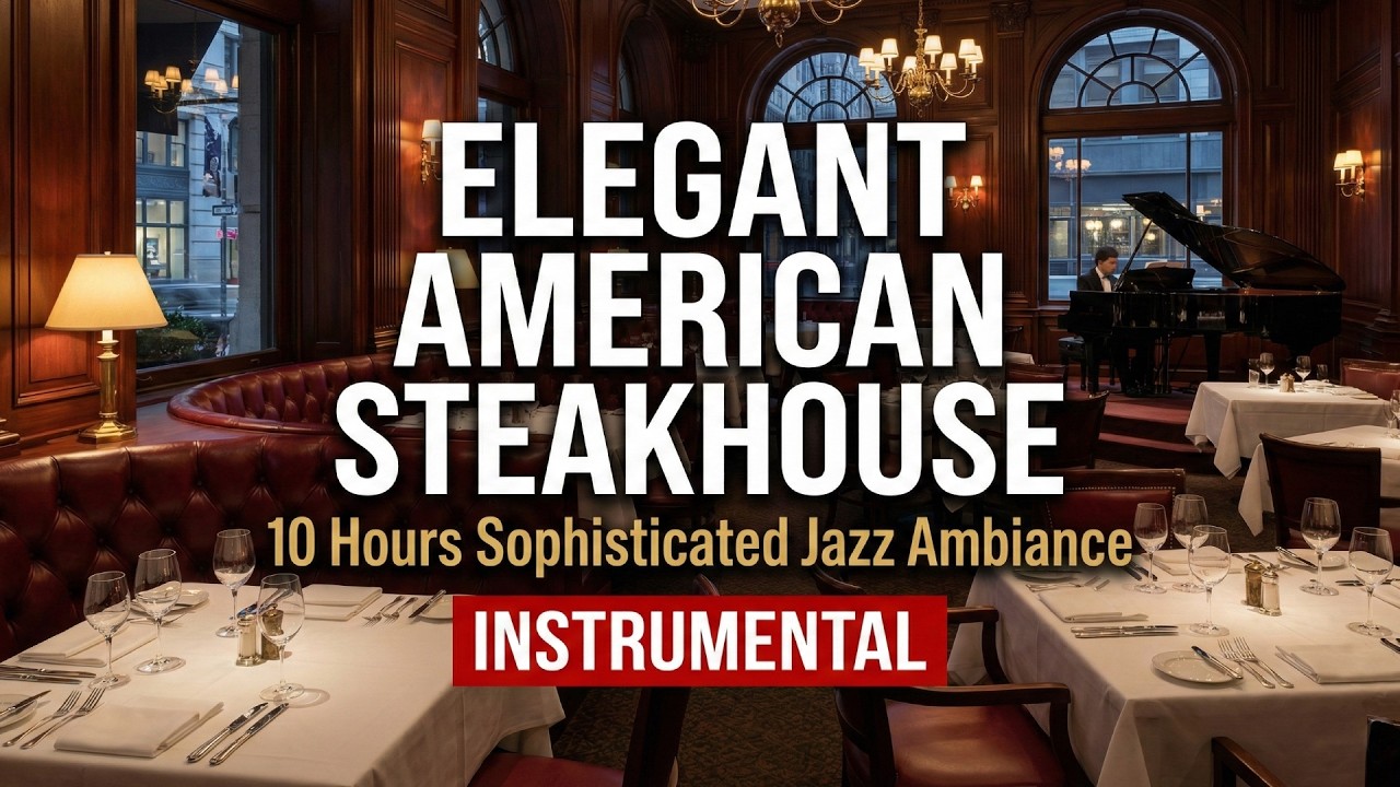 Classy American Steakhouse Songs: New York Night | 12 Hours Slow Jazz Piano & Saxophone Music