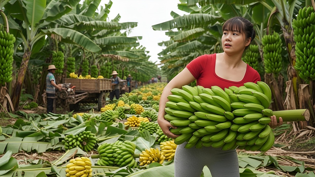 REWIND TIMELAPSE — Harvesting Tons of Bananas Go to Market | Banana Garden Life