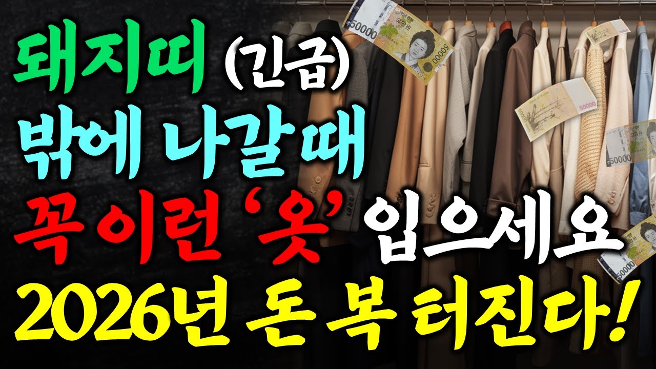 돼지띠는 반드시 이런 옷을 입어야 합니다 꼭 이런 옷 입고 나가세요 입는 순간 금전운 들어온다 2026년 돼지띠 옷차림 운세 금전운 돼지띠운세