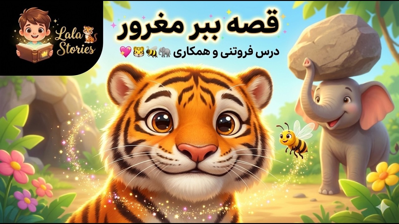 قصه ببر مغرور و درس همکاری 🐯🐝🐘 داستان شاد برای بچه‌ها | عمو لا لا 😄✨