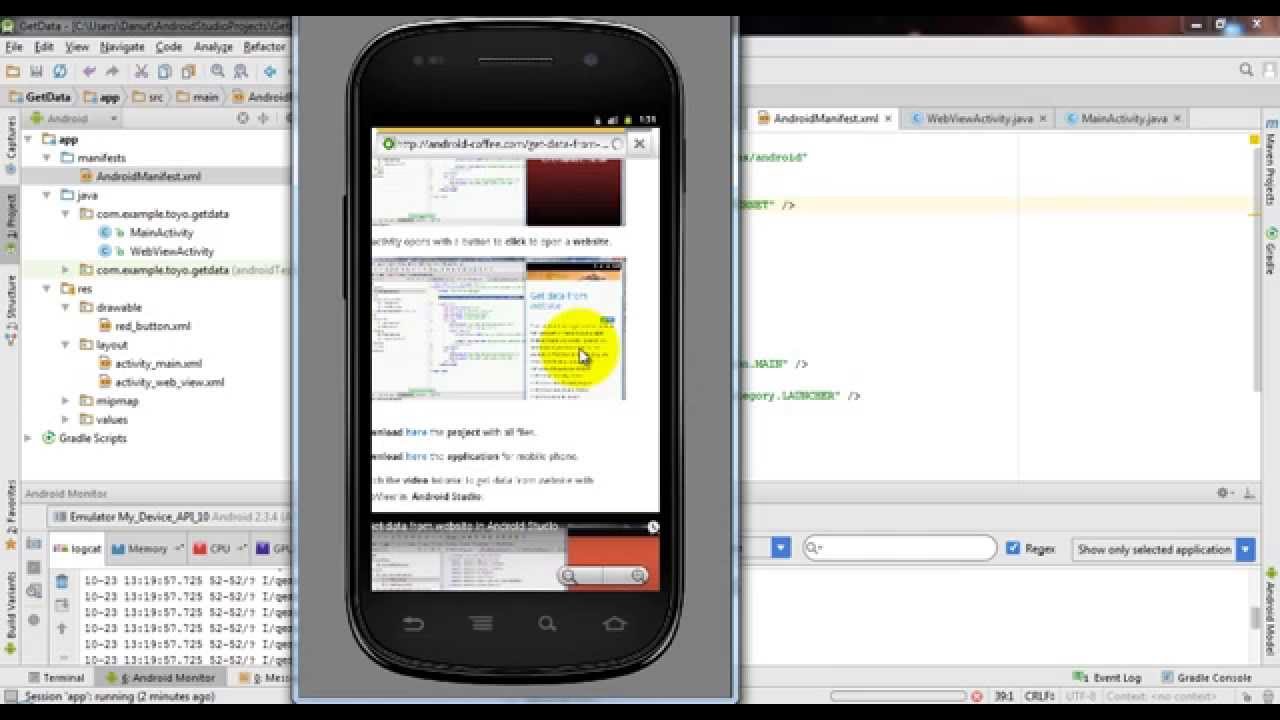 How to get data from website  in Android Studio 1.4