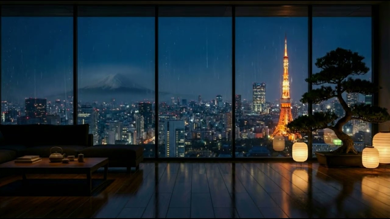 TOKYO Rain with Thunder for BEATING Insomnia, STUDY, RELAX - NO ADS!!!