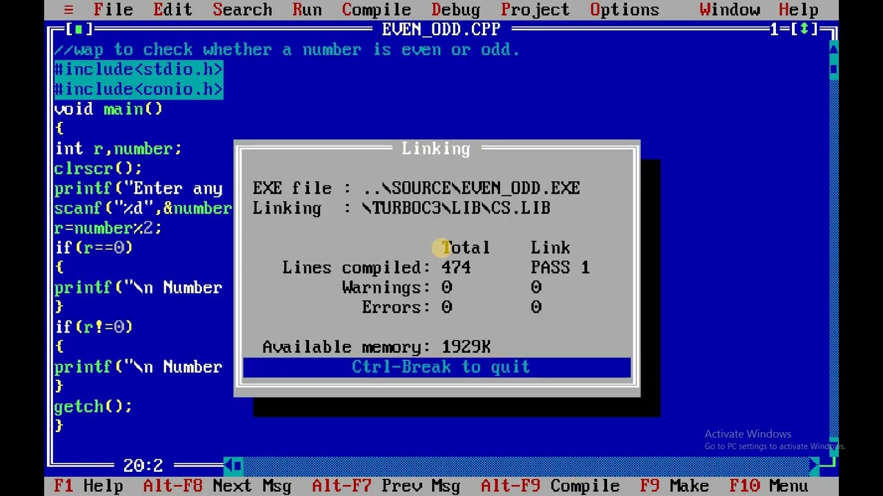 C Program for even or odd