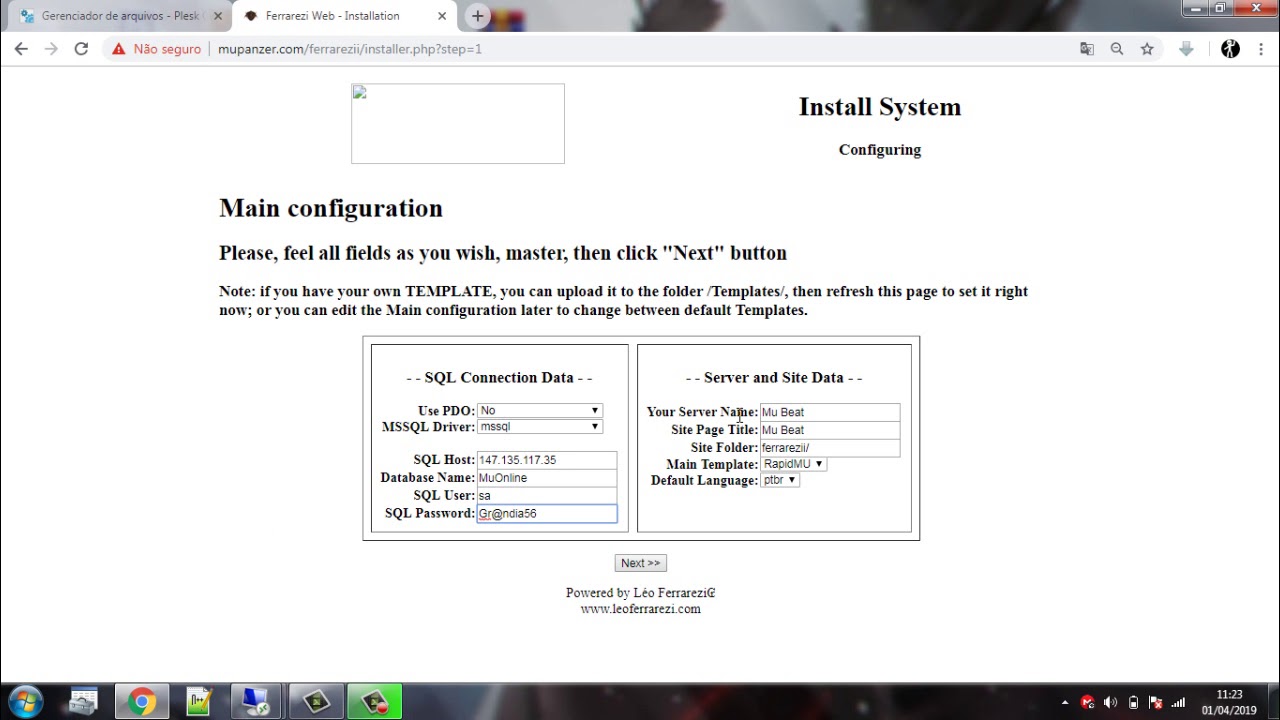 Instalando Web Ferrarezi