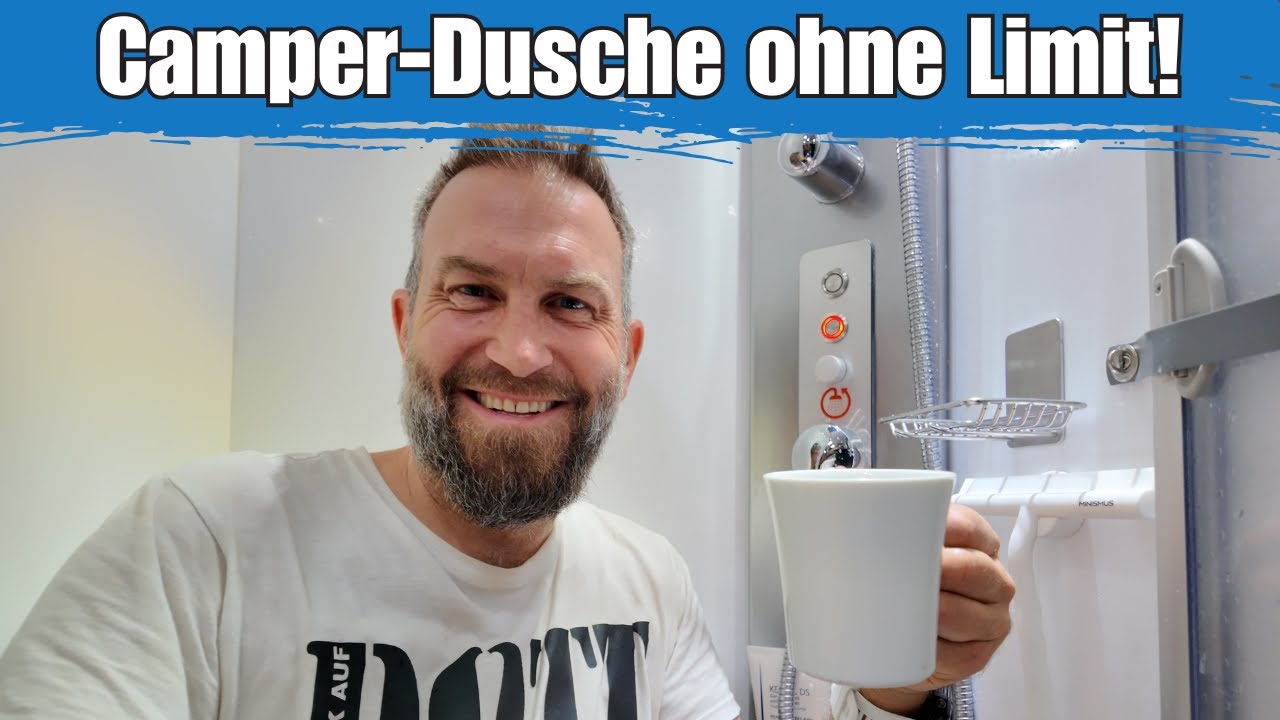 Duschen im Wohnmobil wie zu Hause 🚿 – Mit 5 L Wasser unendlich duschen! Einbau in mein WoMo 🚐
