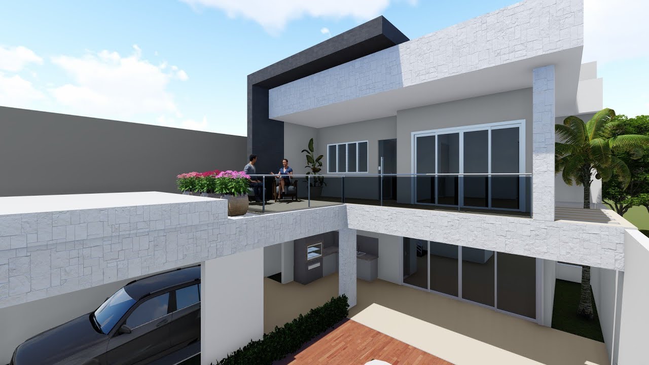 CASA 10x20 Sobrado com Piscina - Compre o Projeto na Descrição - P309