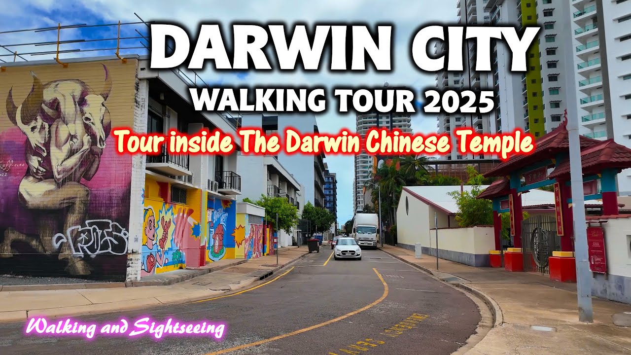 DARWIN CITY WALKING TOUR 2025 NT AUSTRALIA 🇦🇺 TOUR INSIDE THE DARWIN CHINESE TEMPLE AND WOODS STREET