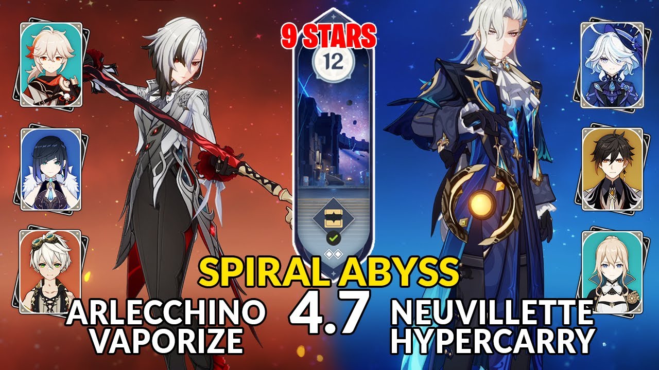 New 4.7 Abyss│Arlecchino Vaporize & Neuvillette Hypercarry | Floor 12 - 9 Stars | Genshin Impact