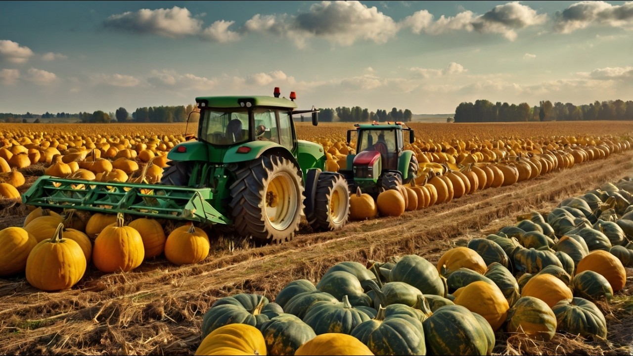 How Millions of Pumpkins Are Harvested by Giant Machines in the USA
