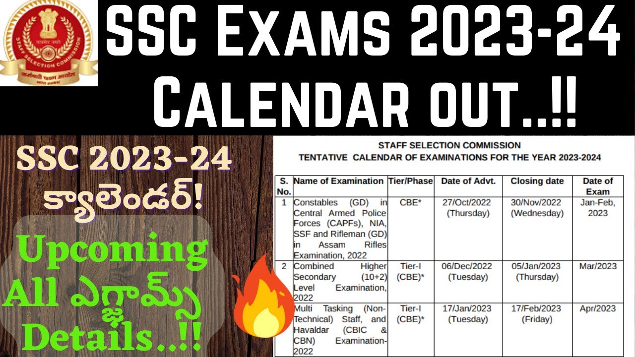 SSC Calendar 2023-24 In Telugu| SSC Calendar 2023 Notifications |MTS, CHSL, CGL, Phase Exams Details