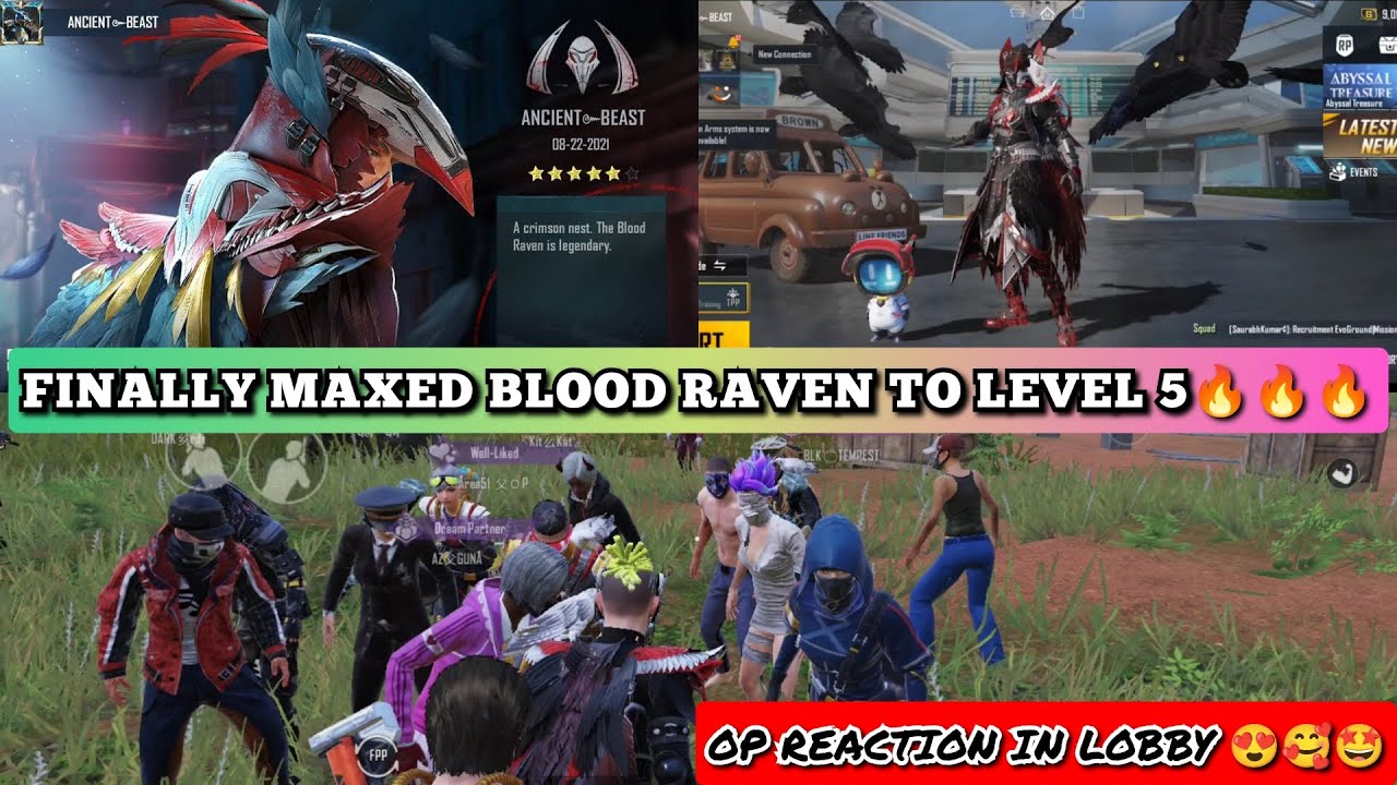 FINALLY BLOOD RAVEN LEVEL 5 STAR MAXED🔥🔥🔥 OP REACTION IN LOBBY 😍🥰🤩