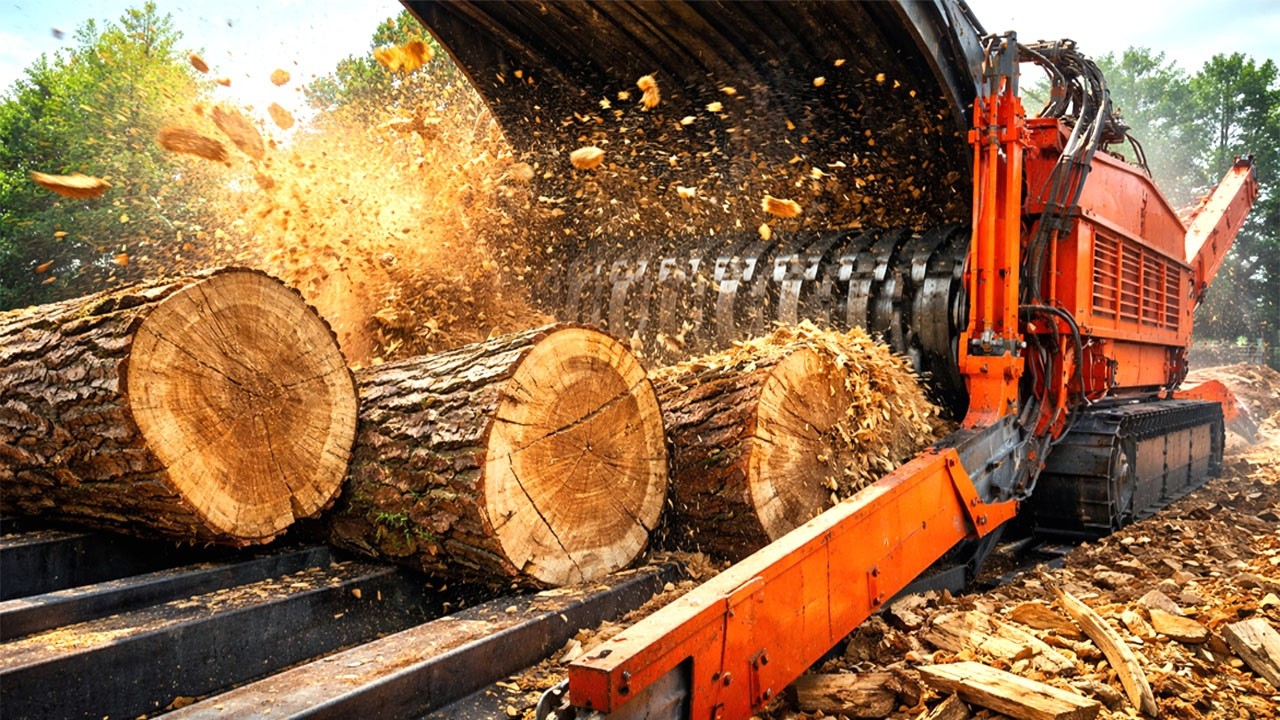 Extreme Monster Shredder Eats Motorcycle, Tire And Giant Wood! Metal Shredding Machine