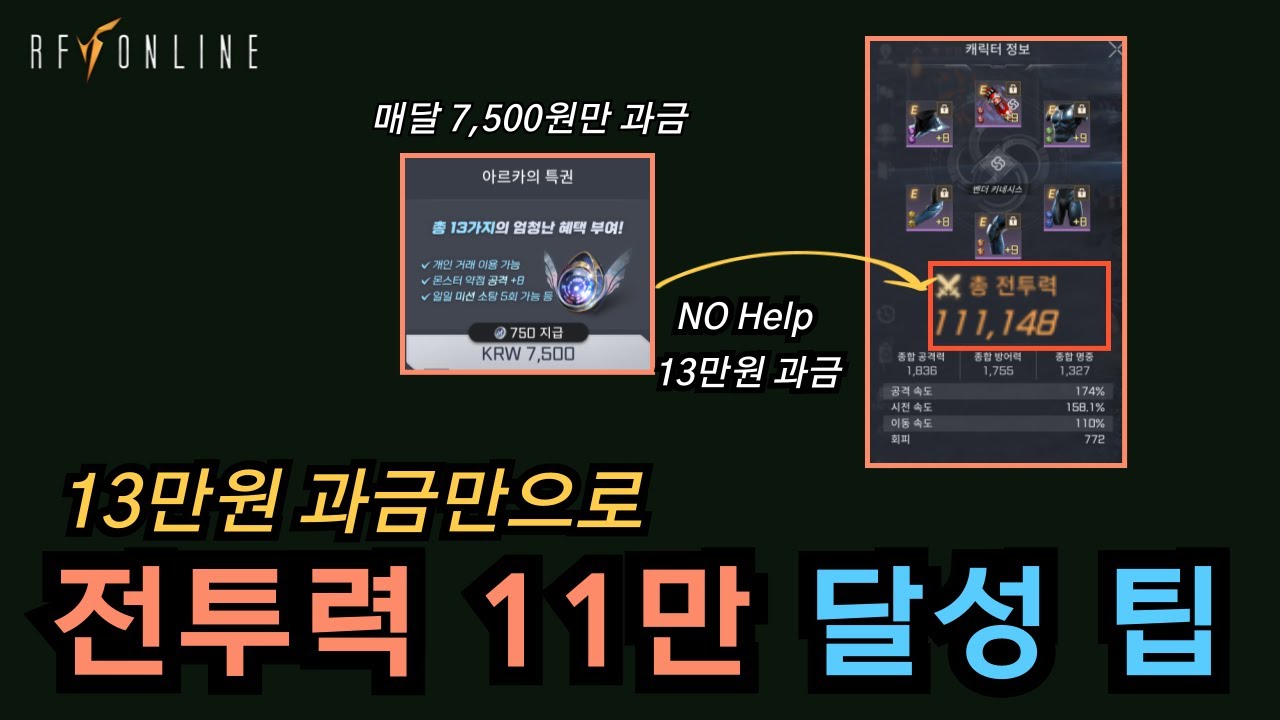 [RF온라인 넥스트] 13만원 과금만으로 전투력 11만 돌파 달성 핵심 꿀팁✨,  누구든지 가능합니다👍