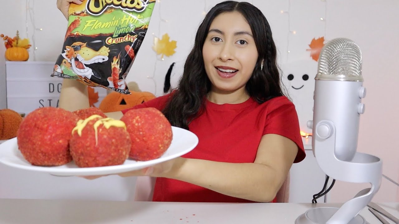 ASMR~Trying Cheese Hot Cheeto Balls!! 🔥