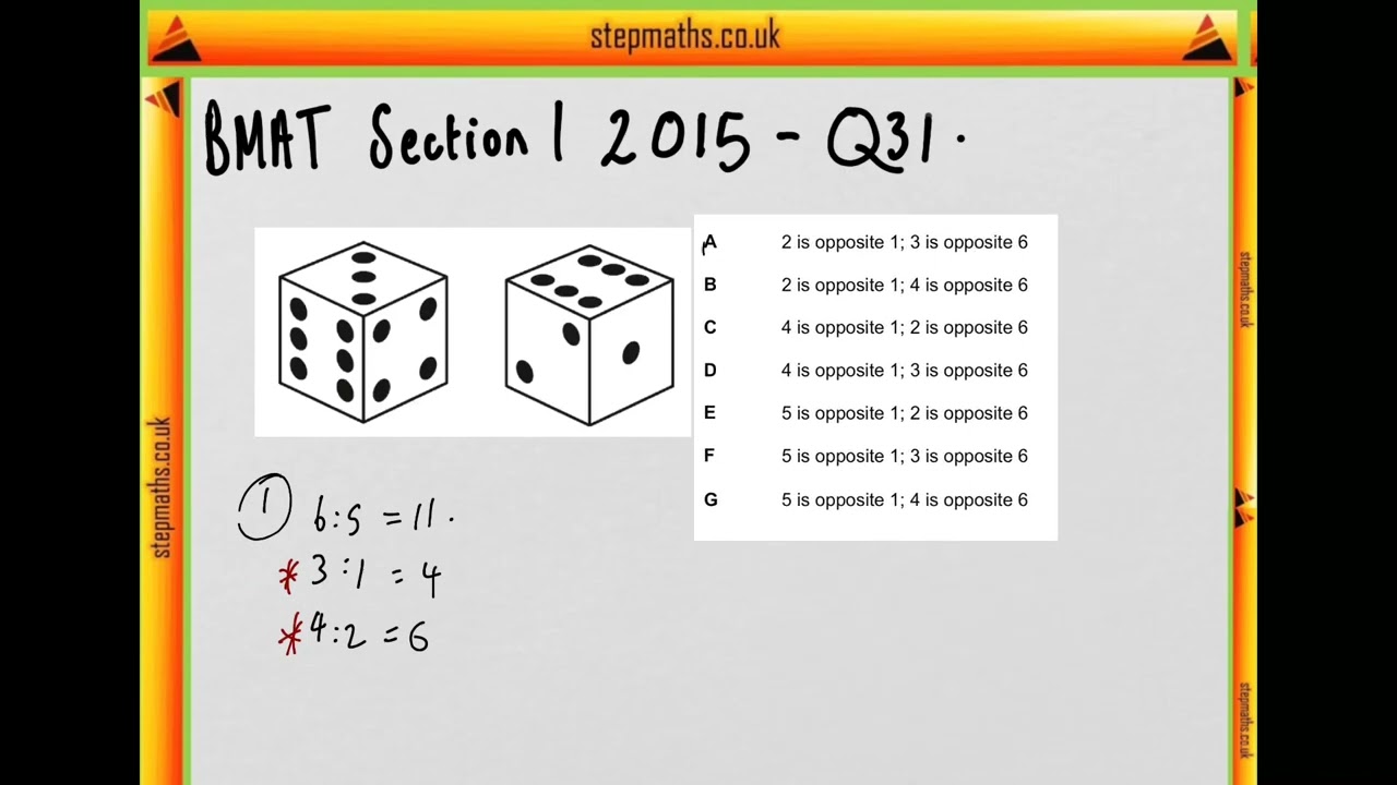 BMAT 2015 Section 1 - Q31 - Unconventional die - Worked Solution
