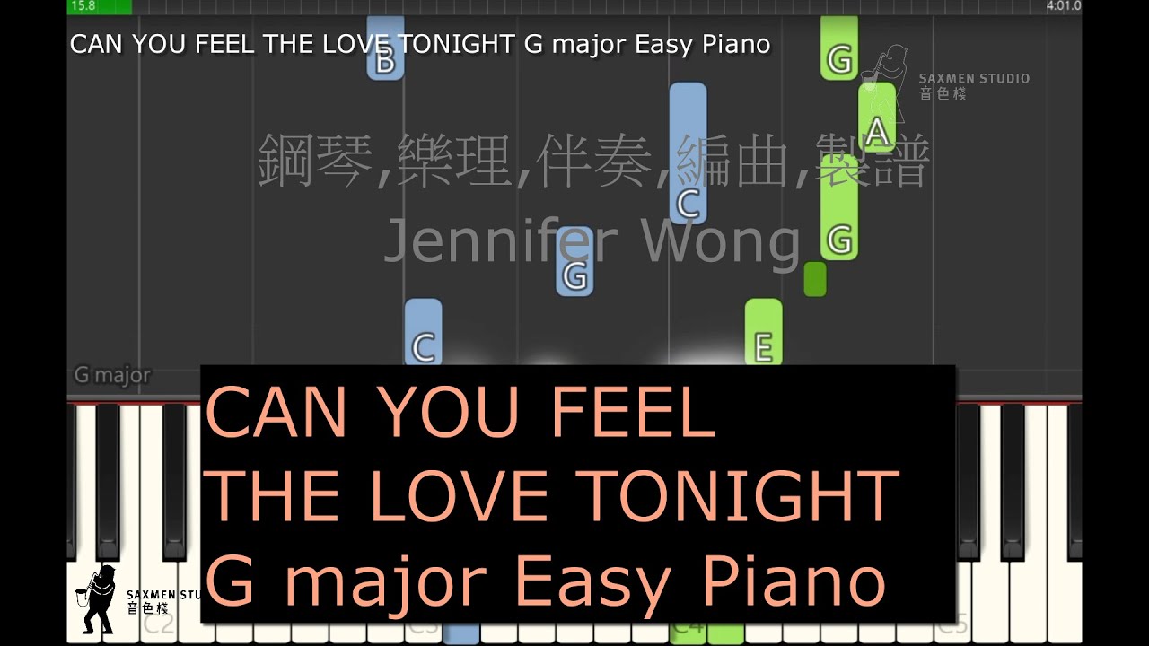 CAN YOU FEEL THE LOVE TONIGHT piano G major