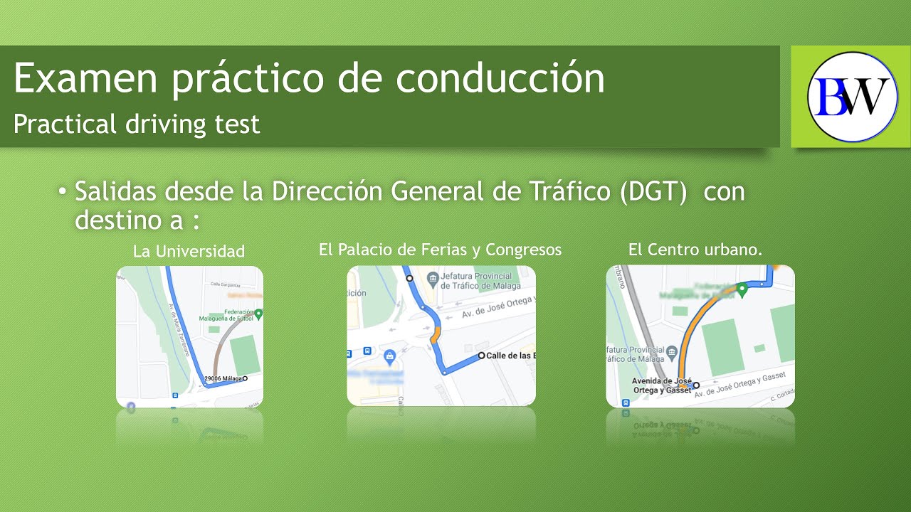 Examen práctico de conducción, Málaga: Salidas desde la DGT.