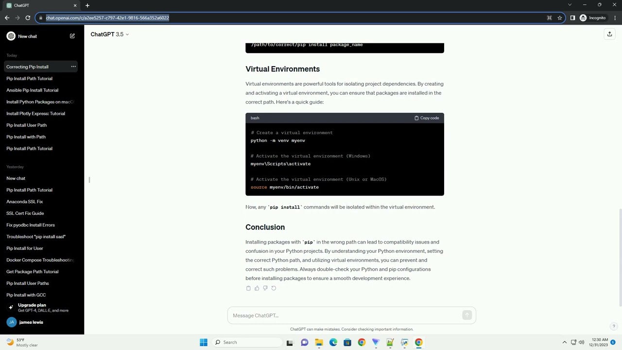 pip install wrong path