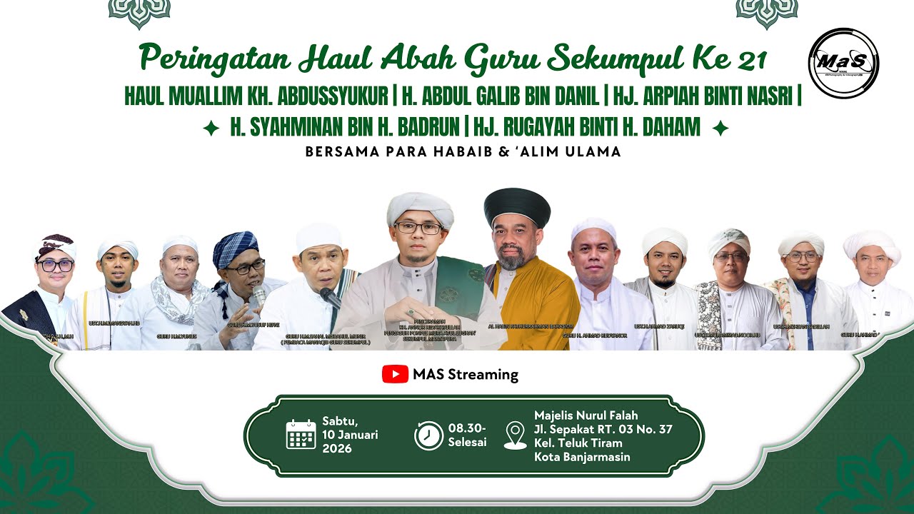 LIVE | Haul Abah Guru Sekumpul Ke 21 Bersama Habaib & Alim Ulama | Majelis Nurul Falah Teluk Tiram