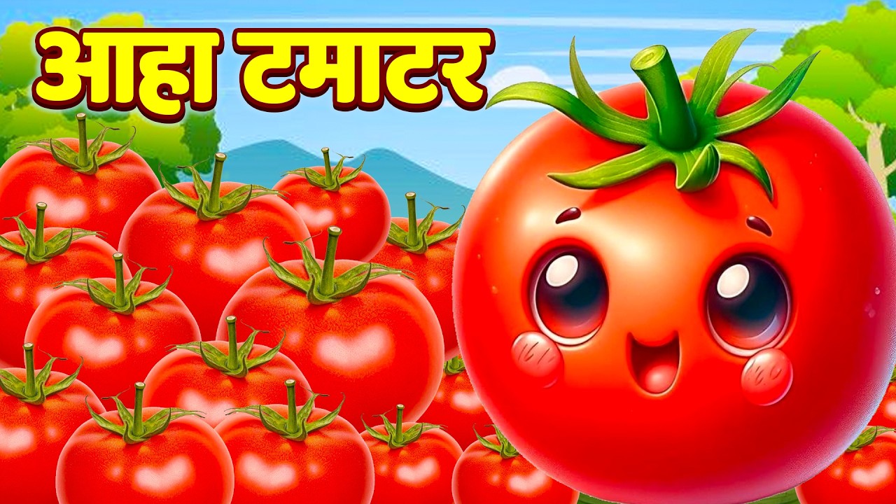 आहा टमाटर | Aaha Tamatar bade Mazedar | Rhymes for Kids | Hindi Nursery Rhymes - #aahatamatar