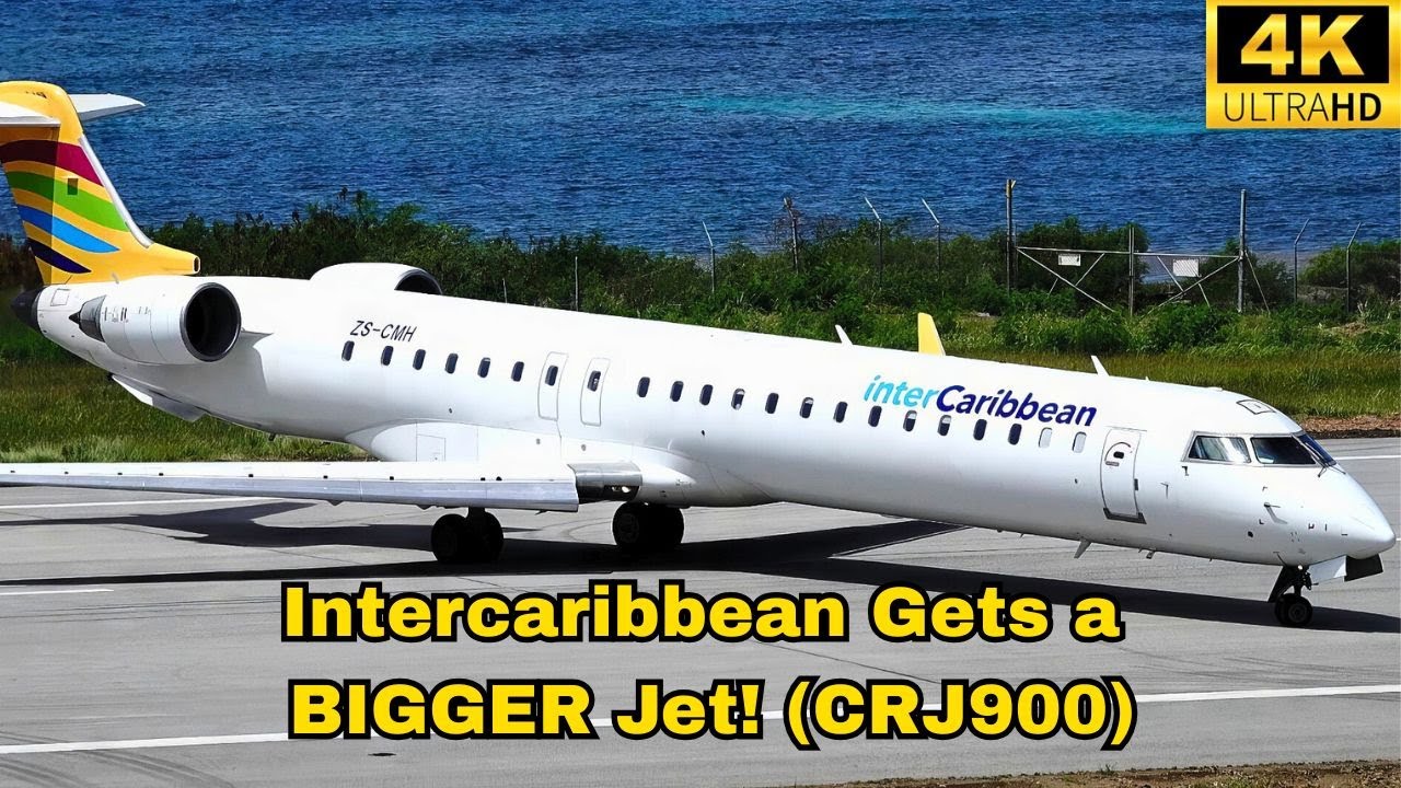 RARE Catch! InterCaribbean Airways WET-LEASE CRJ900 in Action + Amerijet