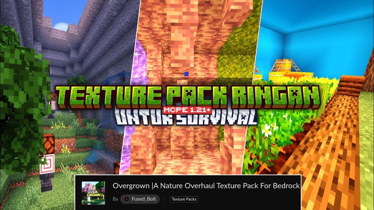 🌿 Texture Pack RINGAN Tapi REALISTIS?! Overgrown Texture Pack MCPE 1.21+ Review!