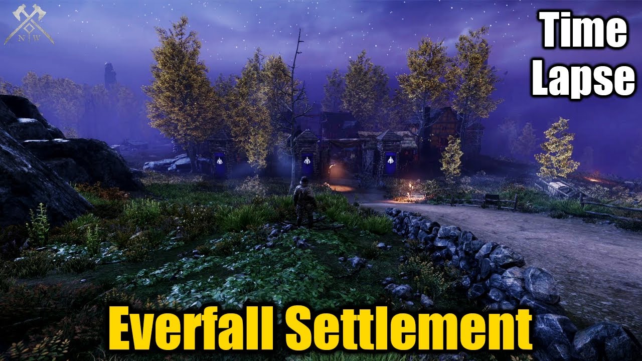 Everfall Settlement Time Lapse - Day/Night Cycle - New World