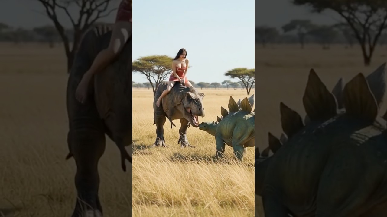 Beautiful Girl Riding a Dinosaur 🦖 | Epic Fantasy Adventure| #shorts #aiart #aibeauty #viral