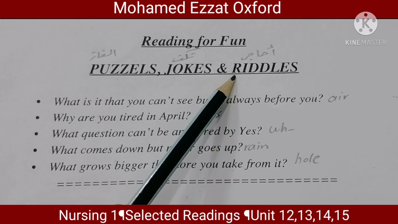 الأول تمريض¶لغة إنجليزية¶إنجليزي ثقافي ¶الوحدة12&13&14&15¶         Selected Readings ¶Units12-15.