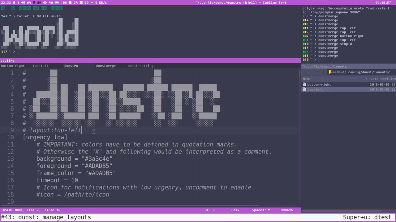 Let's Linux #043: dunst manage layouts