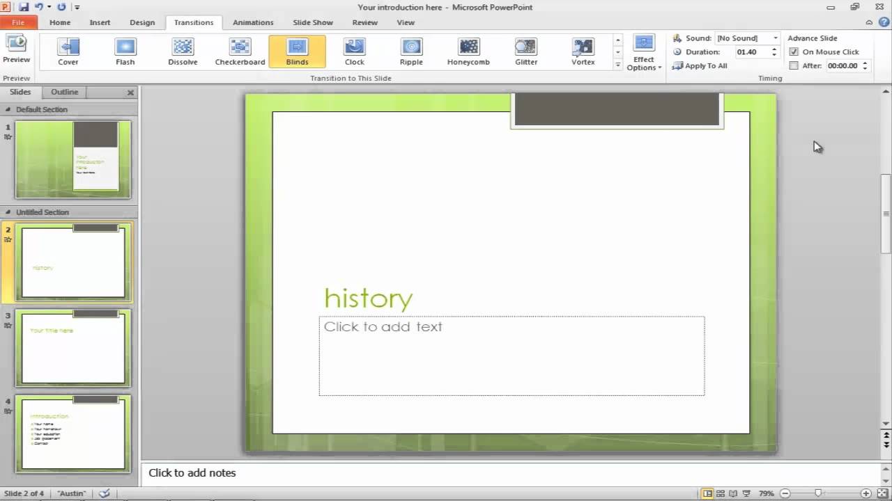 Как применять переходы слайдов в презентации PowerPoint
